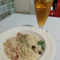 Veggie Bacon Risotto with Apple Juice (total $ 200) at Yé Shū 耶蔬 in Kaohsiung