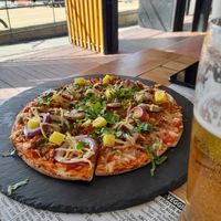 Pizza vegan at Marcelino Beach Club in Costa Da Caparica