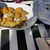tempura broccoli and olives at Marcelino Beach Club in Costa Da Caparica