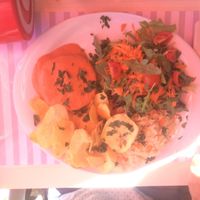 White beans burger with tomate sauce. at Marcelino Beach Club in Costa Da Caparica