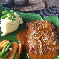 Vegan tempe steak at AA Juicery Cafe in Ubud