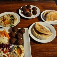 Falafel plate , babaganoush and extra falafel with pita at Pita Pita in El Pizzaiole in Granada