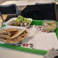 Arabic bread, falafel balls, salad, humus +2 drinks was 32 lei at Super Falafel - Balcescu in Bucharest