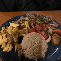 Super tasty lomo saltado w mushrooms...savory and the best vegan saltado so far... at Siembra in Lima