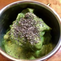 Green smoothie with chia seeds  at Siembra in Lima