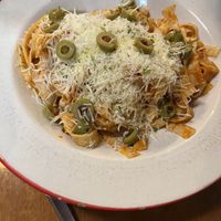 Pasta roja (vegetariano)  at Siembra in Lima