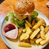 Burger with vegan cheese  at Siembra in Lima