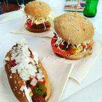 Hot Dog Mexicana and 2 burgers at Burger Mel - Benavides in Tenerife