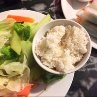 steamed veggies and veggie spring rolls at Tinh Tam Quan - Buddha Belly in Cat Ba