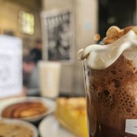 Hot chocolate with cream at Lost Weekend in Munich