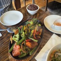 Black bean sizzling soy cutlet platter   at LuAnne's Wild Ginger in New York City