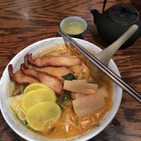 Red Curry Ramen: Baby bok choy, Pickled Daikon, Bean Sprouts, Bamboo Shoots... at LuAnne's Wild Ginger in New York City