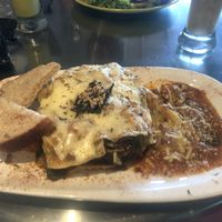 Massive Veggie Lasagne (can also be ordered vegan) at Namaste Restaurant in Guatape