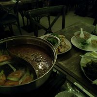 hotpot - with too much delicious food to fit on our table or in our bellies :) at Tianfuzius in Berlin