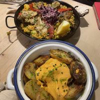 Paella y bravas   at Vegetalia - Gotico in Barcelona