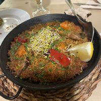 Paella vegetal de arroz integrall  at Vegetalia - Gotico in Barcelona