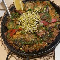 Paella de Heura con arroz integrall  at Vegetalia - Gotico in Barcelona