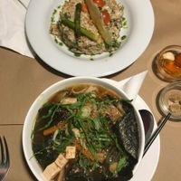 Risotto and  vegan Ramen Soup at Vegetalia - Gotico in Barcelona