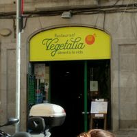 Cafe Entrance from the outside seating area at Vegetalia - Gotico in Barcelona