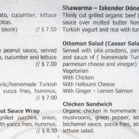 Menu 1 of 4, April 2023 at United Falafel Organization in Vilcabamba