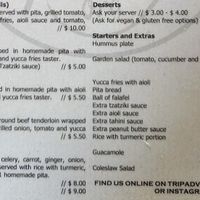 Menu 3 of 4, April 2023 at United Falafel Organization in Vilcabamba