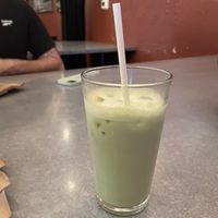 Iced matcha with oat milk   at Mahtay Cafe in St Catharines