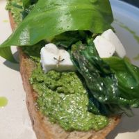 Open sandwich with pesto and feta   at Nadzieja JE SUS in Poznan
