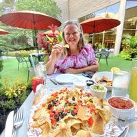 Nachos with vegan cheese  at Play Urban Cafe at White Oaks in Niagara-on-the-lake