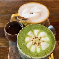 Oat matcha and mocha  at Karma Kafe in Koh Phangan