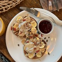 Protein pancakes  at Karma Kafe in Koh Phangan