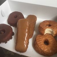 All vegan: chocolate, maple, and glazed at Casual Friday Donuts in Spokane