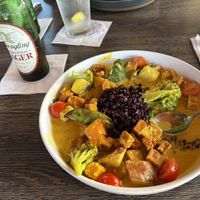 Yellow Thai Coconut Curry with tofu (or, if preferred, other meats)  at Cafe Verde in New Smyrna Beach