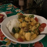 Vegan yellow Thai curry was just ok. Rice was dry and there was not enough curry   at Cafe Verde in New Smyrna Beach