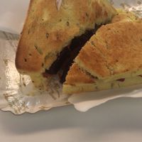 Vegan sandwich with beetroot, salad, sweetpotatoes, carrots and turmeric bread at Brunchy Bar in Padua