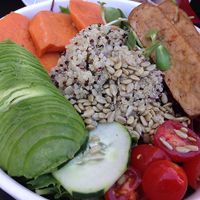 Nourish with tofu! dressing on the side. at Nourish Cafe - Richmond District in San Francisco