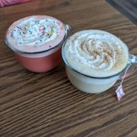 Pink fog and vanilla nut lattes at Naked Cafe in Kelowna