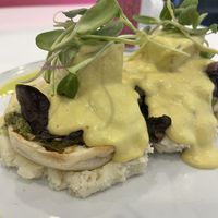 Tempeh Bacon Benny  at Naked Cafe in Kelowna