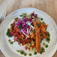 The creole jackfruit and cornbread - vegan at The Waiting Room in Stockton-on-tees