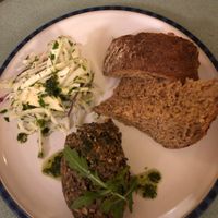 Mushroom, cashew n basil pâté w homemade bread   at The Waiting Room in Stockton-on-tees