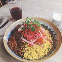 Aubergine prune and lemon tagine with citrus cous cous at The Waiting Room in Stockton-on-tees