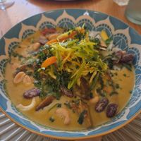Fragrant golden turmeric coconut cream broth laksa at The Waiting Room in Stockton-on-tees