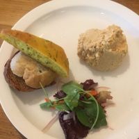Humous starter with three different types of bread at The Waiting Room in Stockton-on-tees
