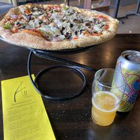 Vegan pizza and a craft beer at Allie's Vegan Pizzeria and Cafe in Spokane
