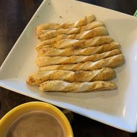 Savory bread twists (and a chai in the corner).  at Allie's Vegan Pizzeria and Cafe in Spokane