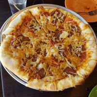 The cheese and pepperoni pizza. at Allie's Vegan Pizzeria and Cafe in Spokane