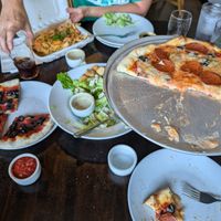 *Pepperoni pizza, *Caesar salad, Saucy fries. at Allie's Vegan Pizzeria and Cafe in Spokane