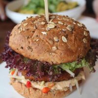 I can't remember the real name, but it was more or less the only vegan burger on the menu, called something like Mexican Burger with Jalapeño cream. at Greenway in Antwerpen