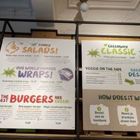 The menu at Greenway in Antwerpen