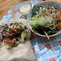 Falafel wrap with seasonal salad  at Greenway in Antwerpen