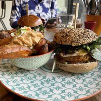 Mexican red burger with sweet potato wedges!! Yummy!!!  at Greenway in Antwerpen